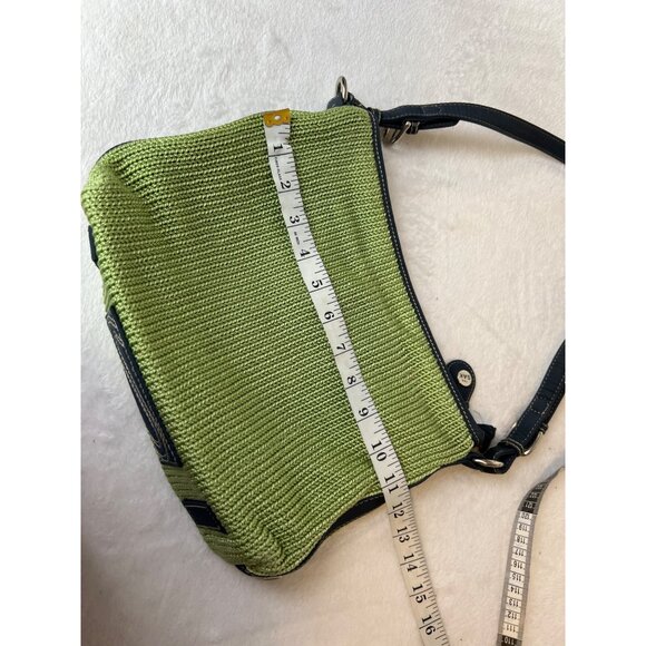 The Sak Original Boho Medium Green Crochet Knit Crossbody Bag Zip Adj. Strap - Picture 5 of 7